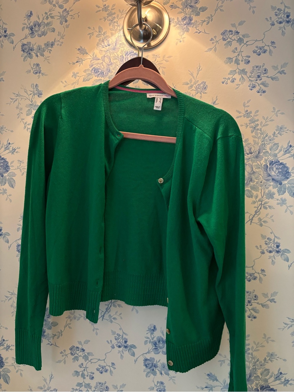 Isaac Mizrahi Green Cropped Button Cardigan XS
